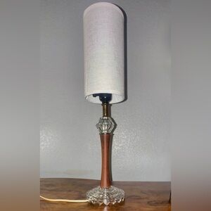 1930’s Art Deco Walnut and Crystal Table Lamp.